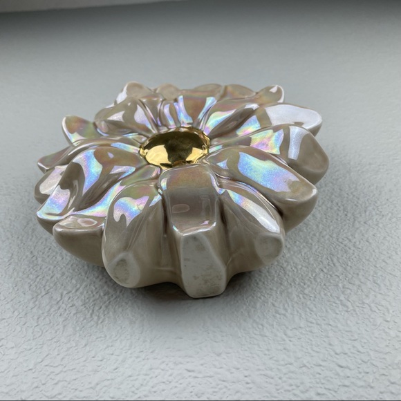 VTG Ceramic Pink Gold Glossy Flower Hanging Wall Pocket Plant Propagation Statio - Picture 15 of 16